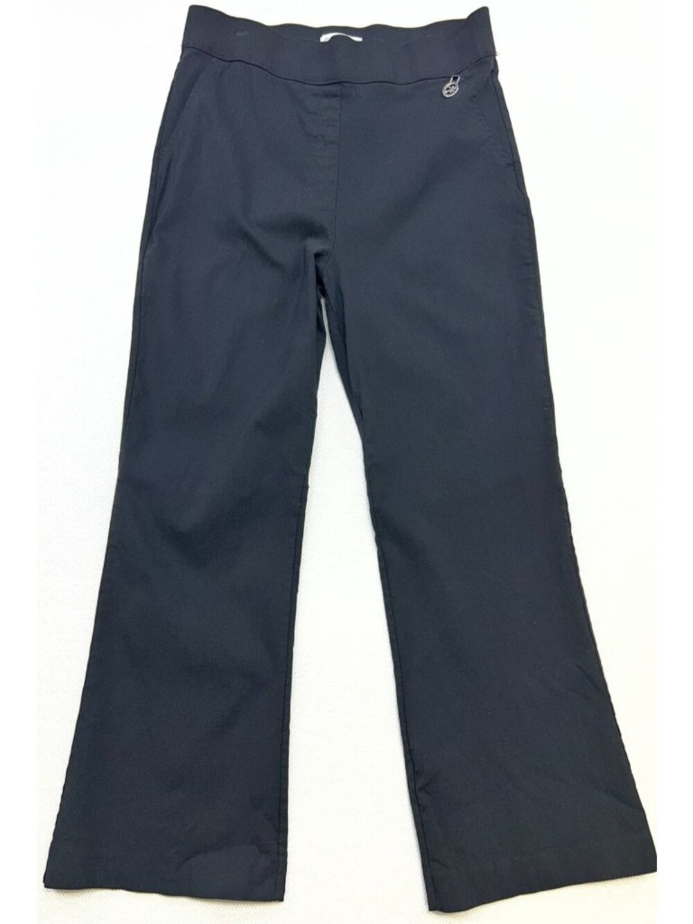 Calvin Klein Women's Wide Leg Pull On Pants Flat-Front Stretch Size M Black